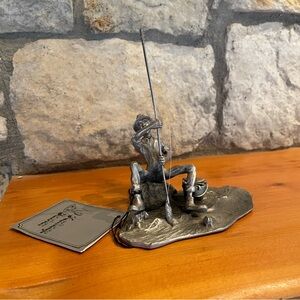 Vintage Heritage Pewter Fisherman Fishing Sportsman Figurine BIG CATCH